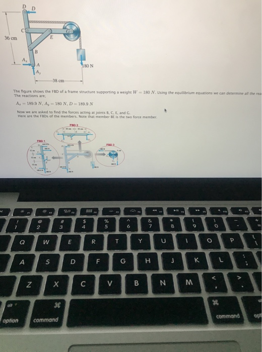 Solved 38 cm The figure shows the FBD of a frame structure | Chegg.com