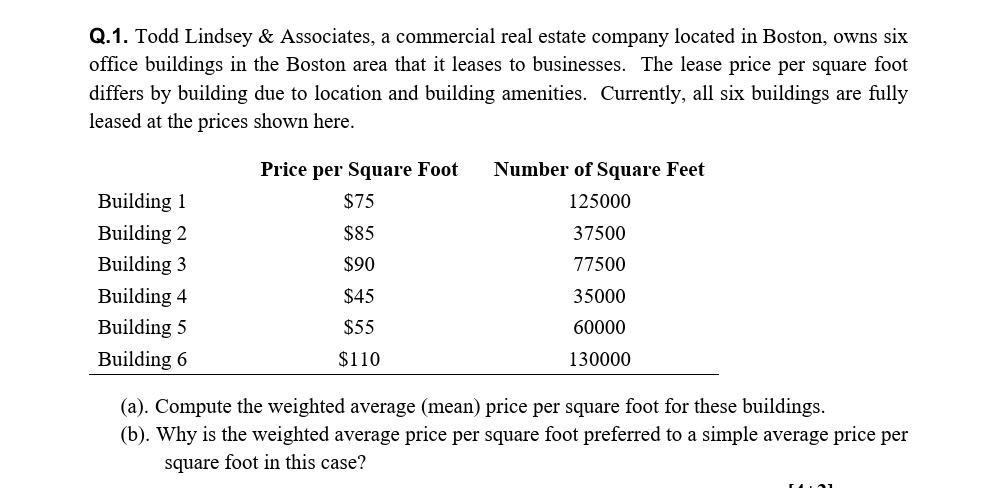 Solved Q.1. Todd Lindsey &amp; Associates, a commercial real | Chegg.com