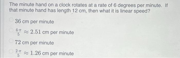 Solved The minute hand on a clock rotates at a rate of 6 | Chegg.com