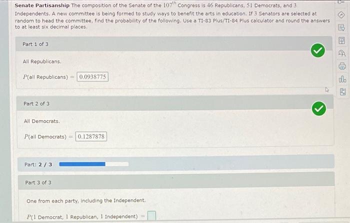 Solved Senate Partisanship The Composition Of The Senate Of | Chegg.com