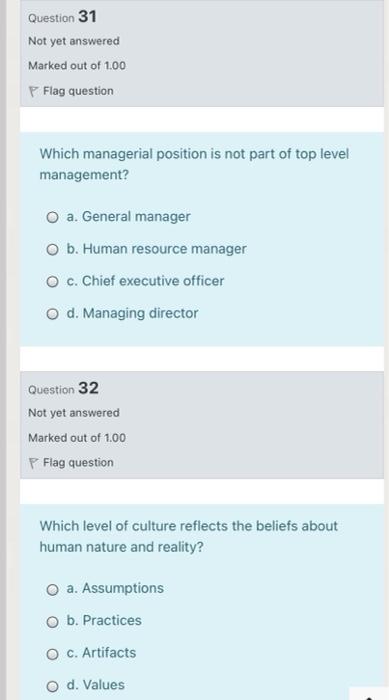 Solved Question 31 Not yet answered Marked out of 1.00 P | Chegg.com