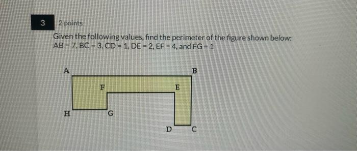 Solved 3 2 points Given the following values, find the | Chegg.com