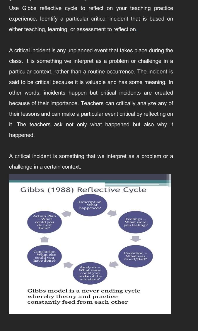 The learning cycle for incidents.