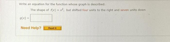 Solved Write an equation for the function whose graph is | Chegg.com