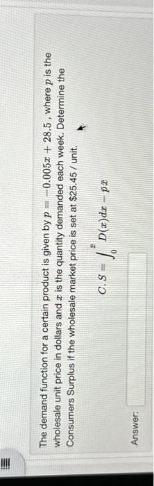Solved The demand function for a certain product is given by | Chegg.com