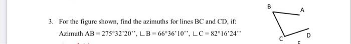 Solved 3. For the figure shown, find the azimuths for lines | Chegg.com