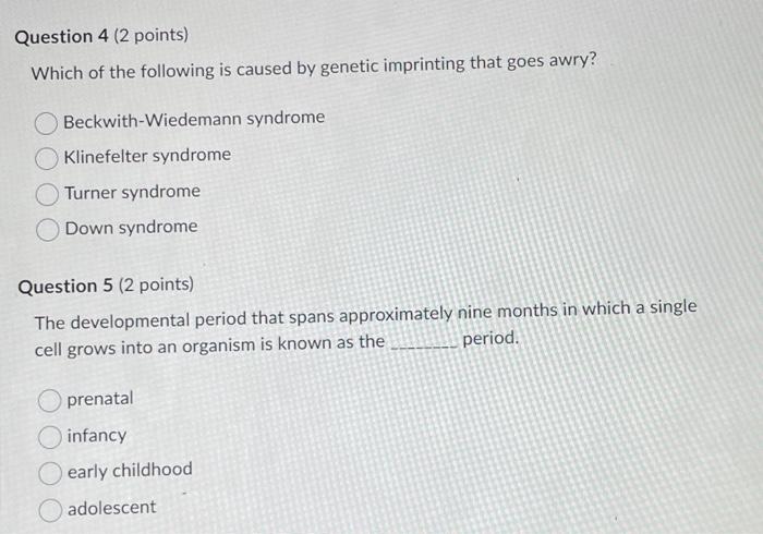 Solved Question 4 (2 points) Which of the following is | Chegg.com