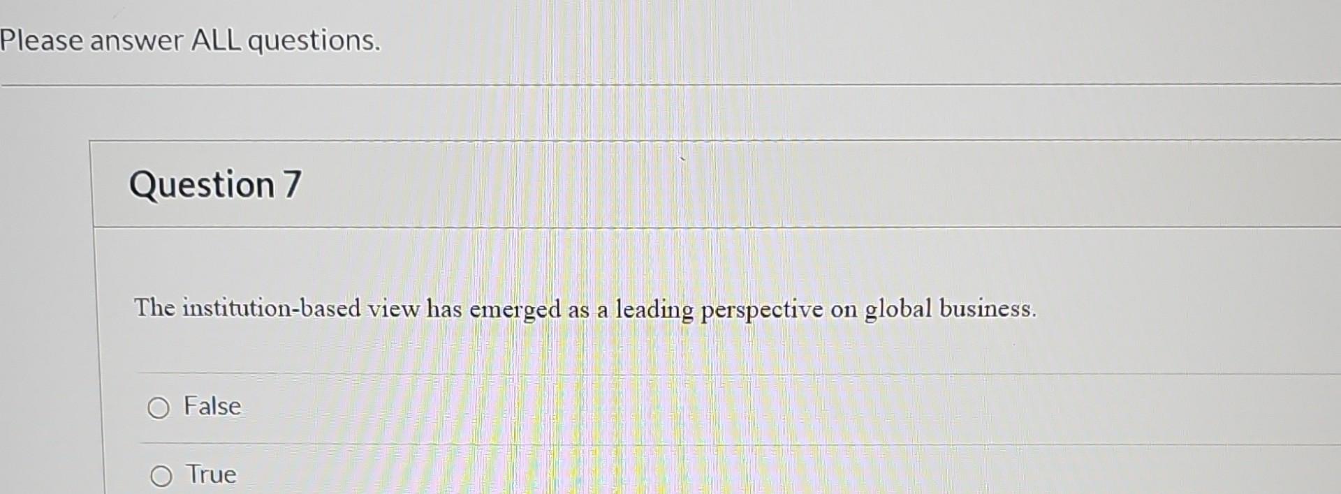 Solved The institutionbased view has emerged as