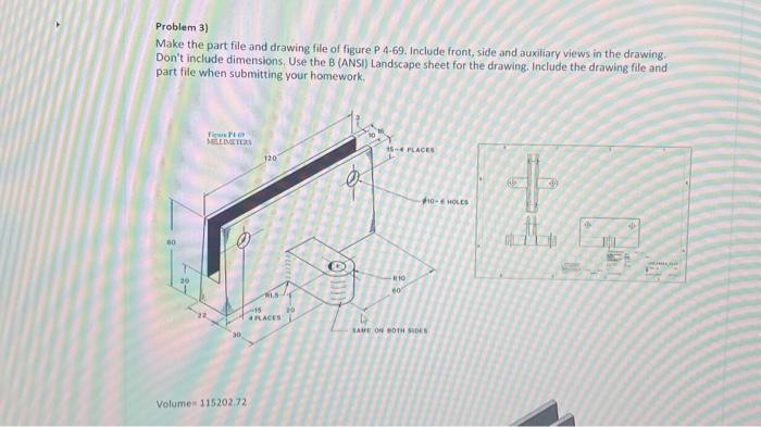 Solved Problem 3) Make the part file and drawing file of | Chegg.com