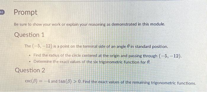 Solved Be sure to show your work or explain your reasoning | Chegg.com