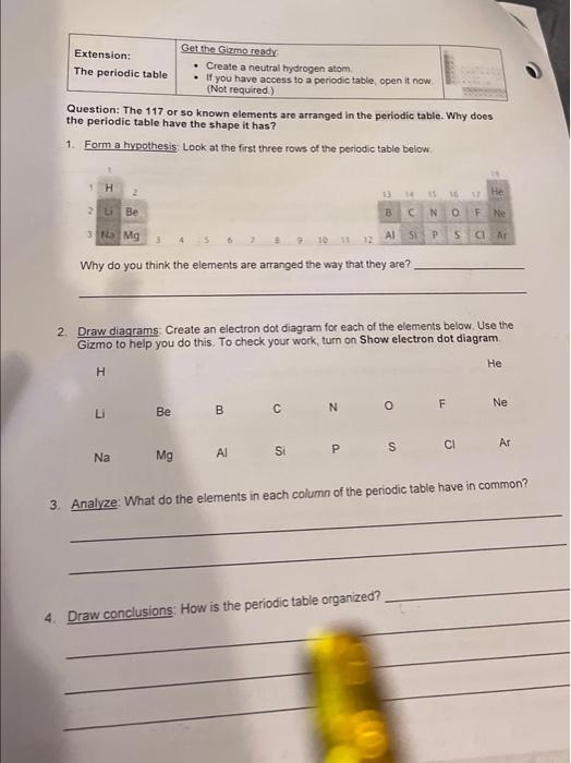 Solved Extension The periodic table Question The 117 or so