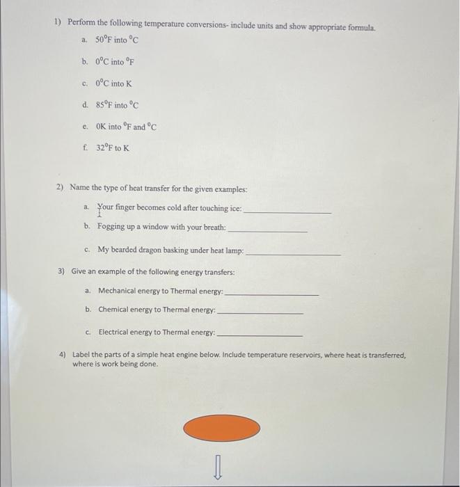 Solved 1) Perform the following temperature | Chegg.com