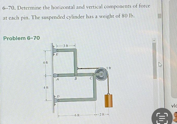 Solved 6-70. Determine the horizontal and vertical | Chegg.com