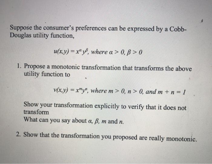 Solved Suppose The Consumer S Preferences Can Be Expresse Chegg Com