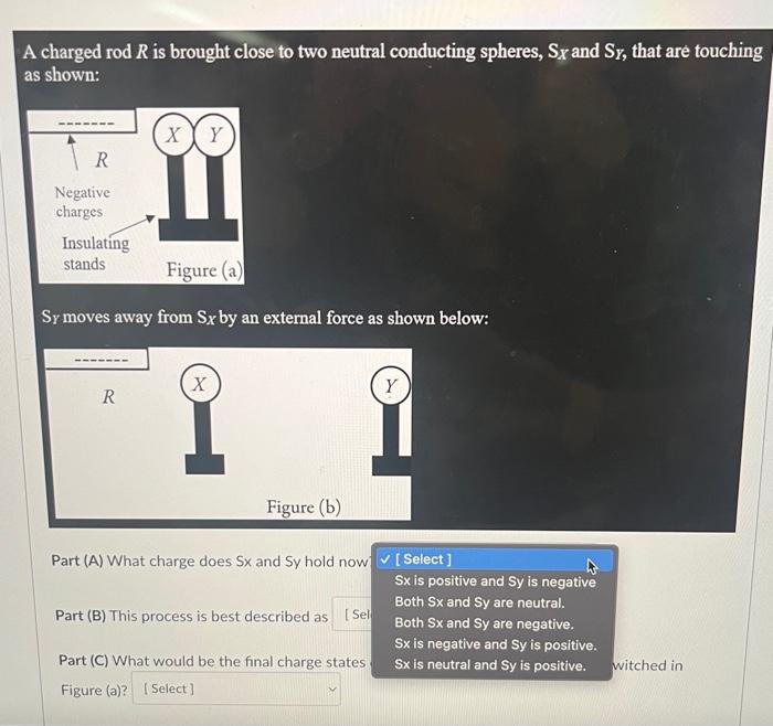 Solved A charged rod R is brought close to two neutral