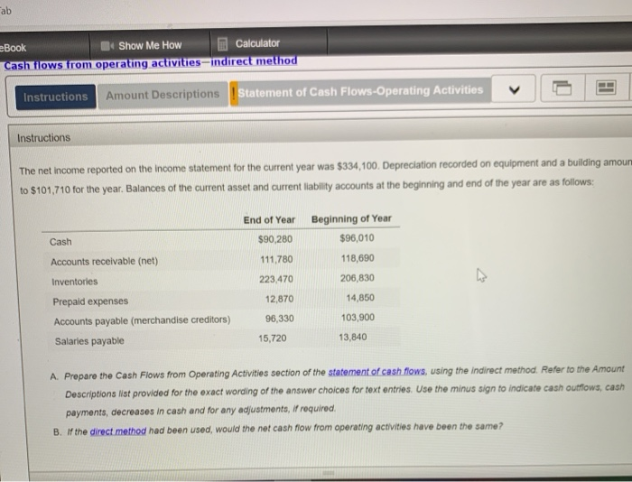 Solved Book Show Me How Calculator cash flows from operating | Chegg.com