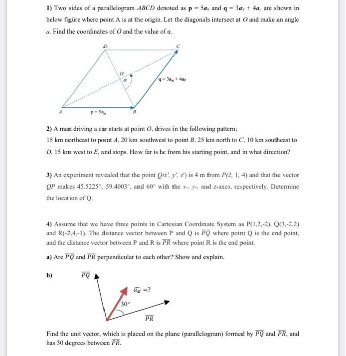 Solved 1 Two sides of a parallelogram ABCD denoted as p Chegg