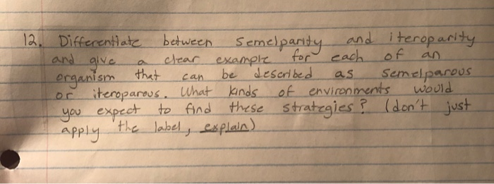 Solved 12. Differentiate Between Semelparity And Iteroparity | Chegg.com