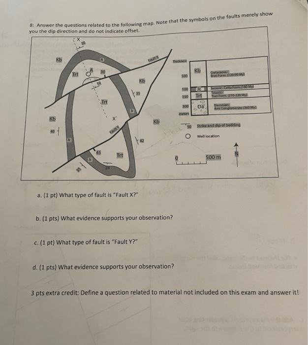 Solved 8: Answer the questions related to the following map. | Chegg.com