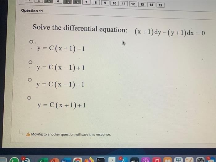 Solved 10 11 12 13 14 15 Question 11 Solve the differential | Chegg.com