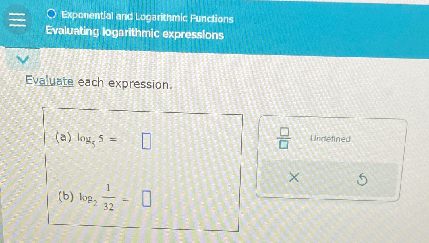 Solved Exponential and Logarithmic Functions Evaluating | Chegg.com