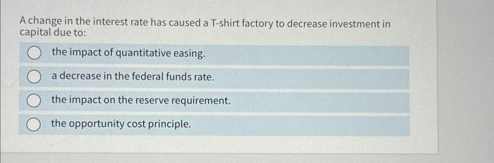 Solved A change in the interest rate has caused a T-shirt | Chegg.com