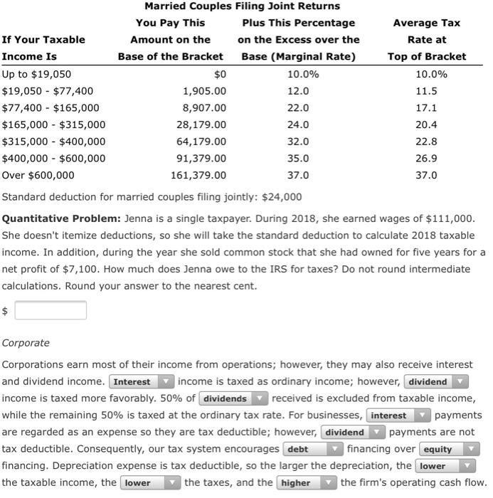 Solved Individuals pay taxes on wages, on investment income 