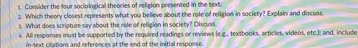 Solved 1. Consider The Four Sociological Theories Of | Chegg.com