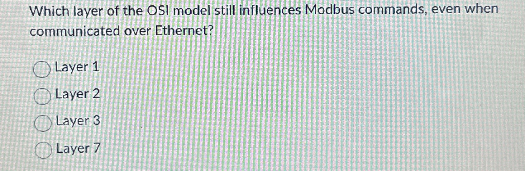 Solved Which layer of the OSI model still influences Modbus | Chegg.com