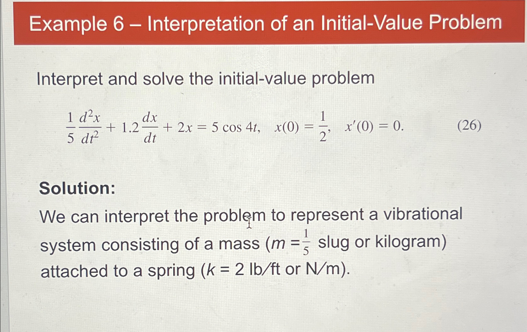 Solved Example 6 - ﻿Interpretation of an Initial-Value | Chegg.com