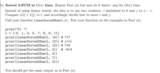 Solved Problem 3. Sorted 2-SUM , 3-SUM Recall the 2-SUM | Chegg.com