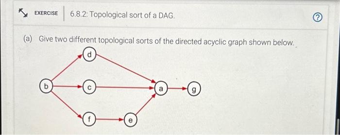 Solved (a) Give two different topological sorts of the | Chegg.com