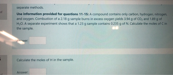 Solved of separate methods Use information provided for | Chegg.com