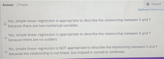 Solved Consider the following scatterplot for two variables, | Chegg.com