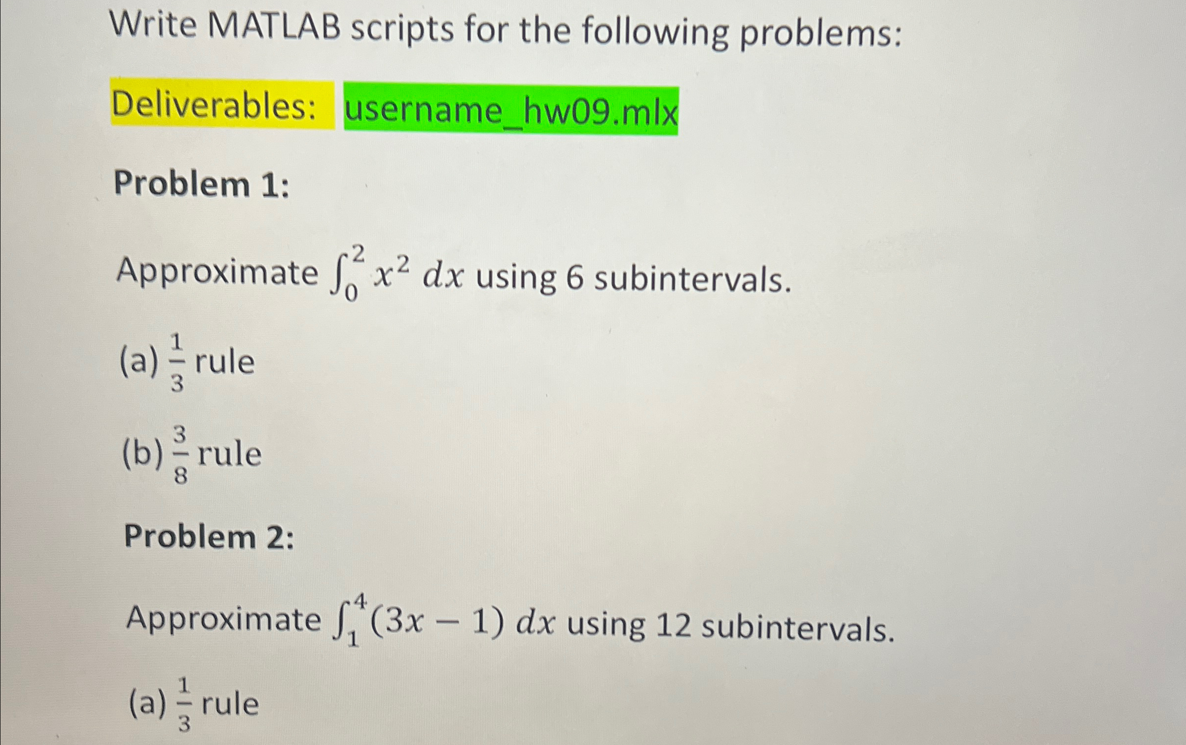 Solved Write MATLAB scripts for the following | Chegg.com