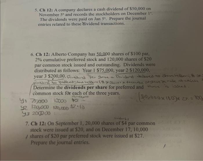 Solved 5. Ch 12: A Company Declares A Cash Dividend Of | Chegg.com