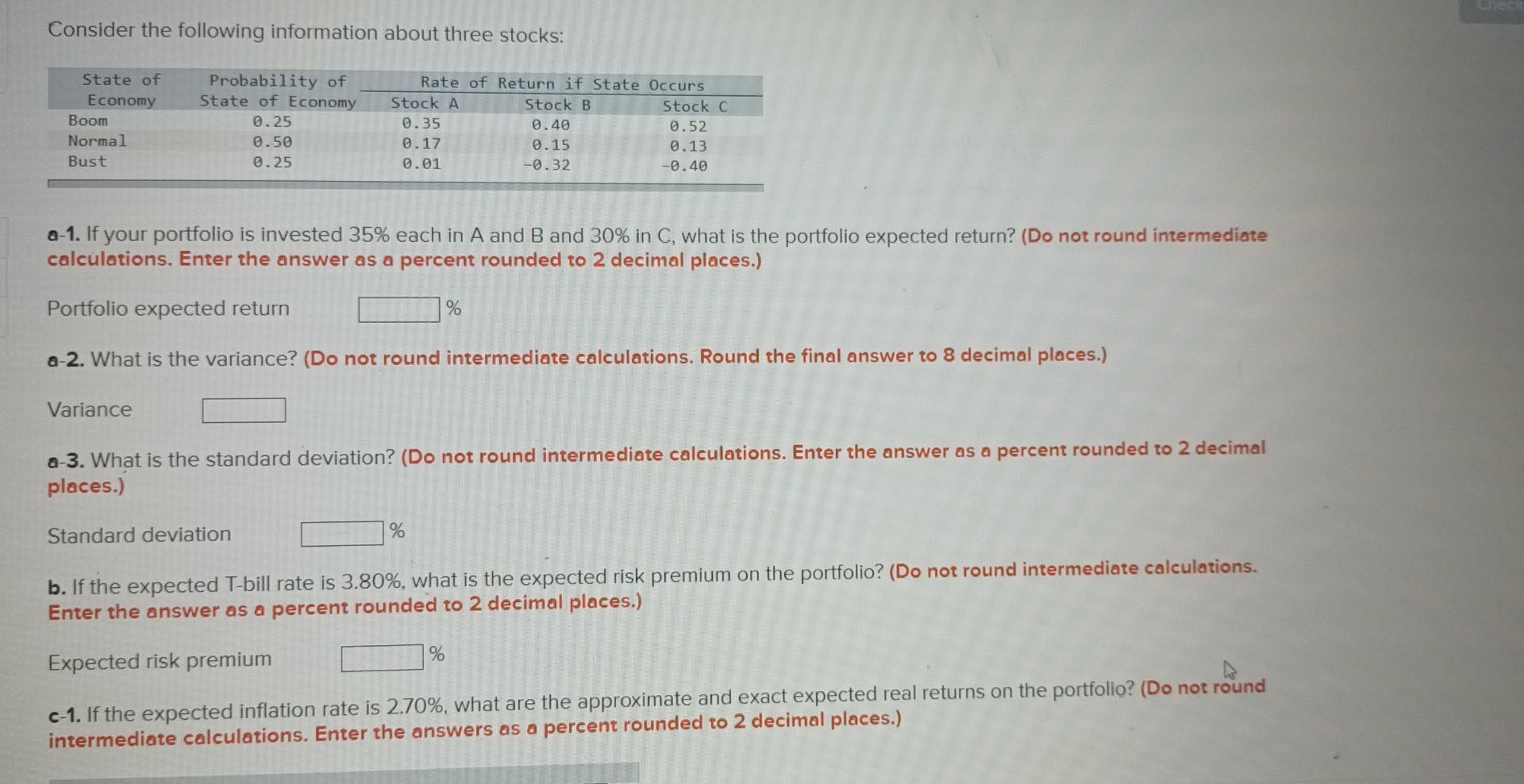 Solved Consider the following information about three | Chegg.com