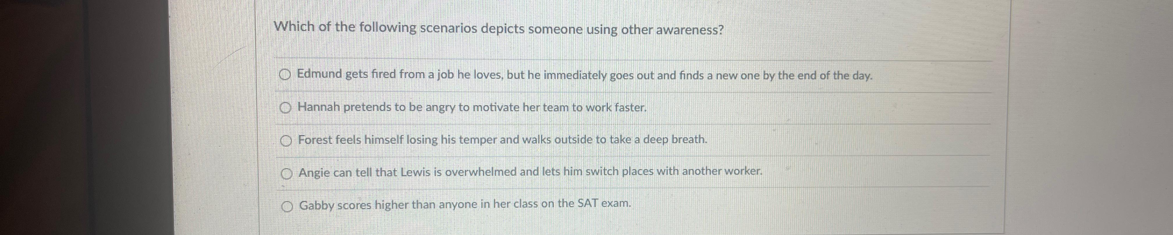 Solved Which Of The Following Scenarios Depicts Someone | Chegg.com