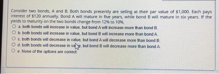 Solved Consider Two Bonds, A And B. Both Bonds Presently Are | Chegg.com