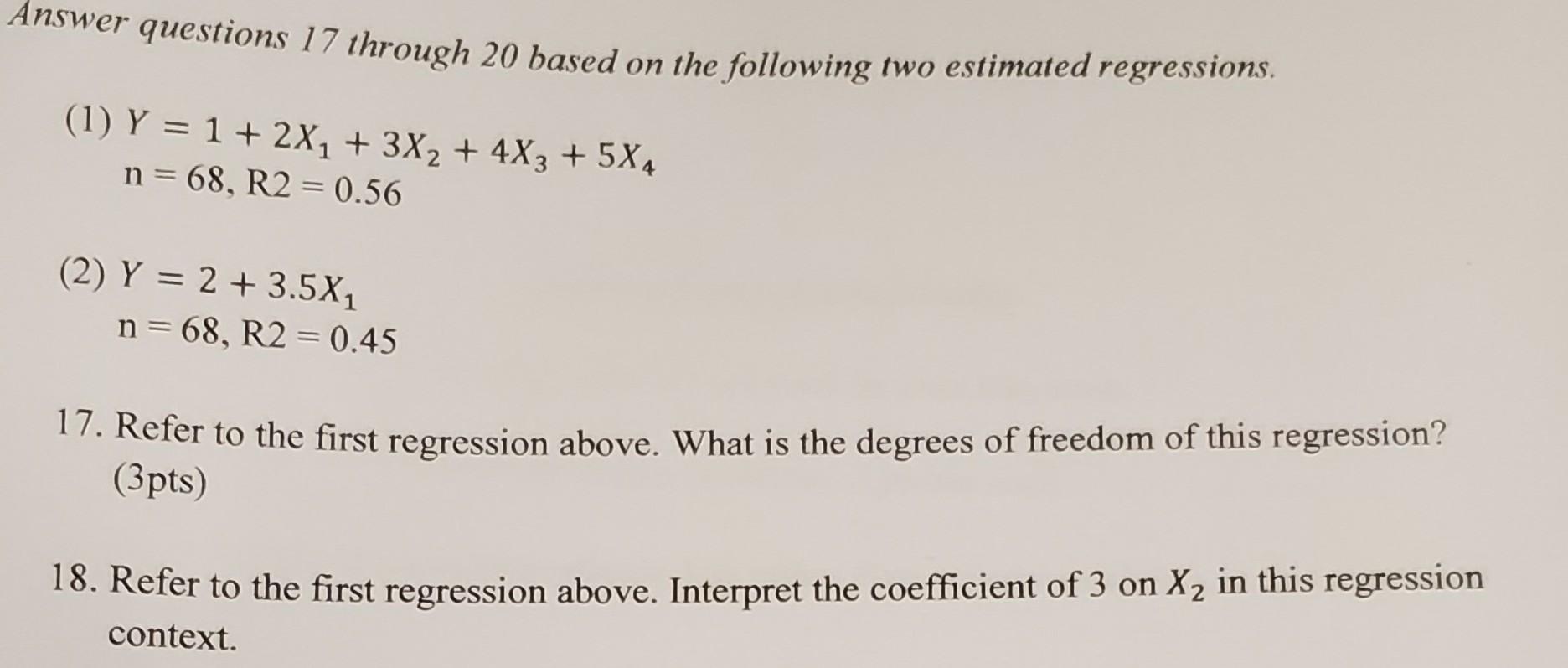 Solved Answer questions 17 through 20 based on the following | Chegg.com
