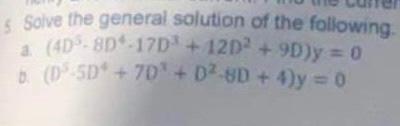 Solved Solve the general solution of the following: A. | Chegg.com