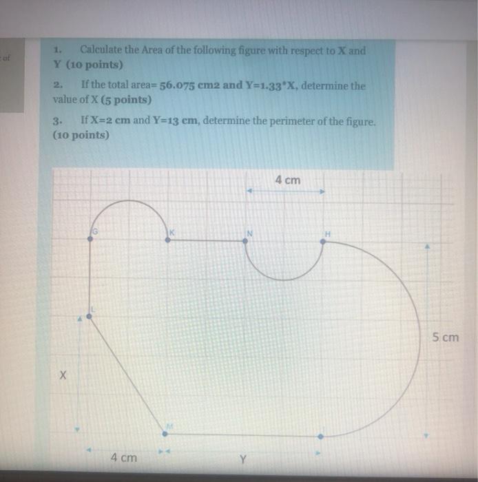 Solved Calculate the Area of the following figure with | Chegg.com