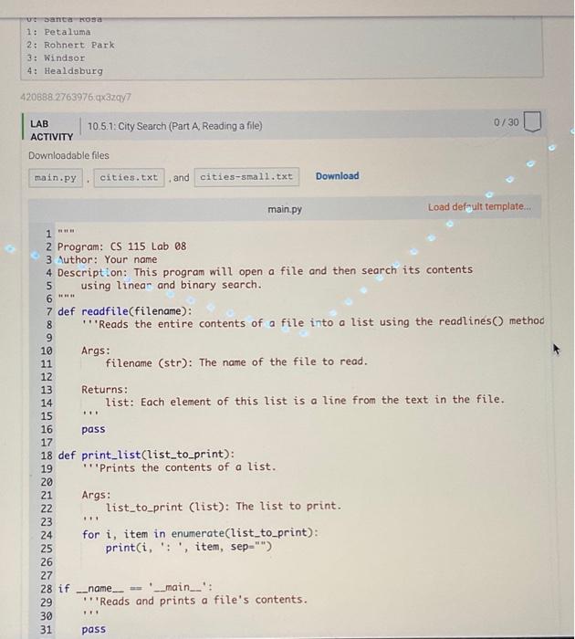 Solved In this part, we are going to read data from a file | Chegg.com