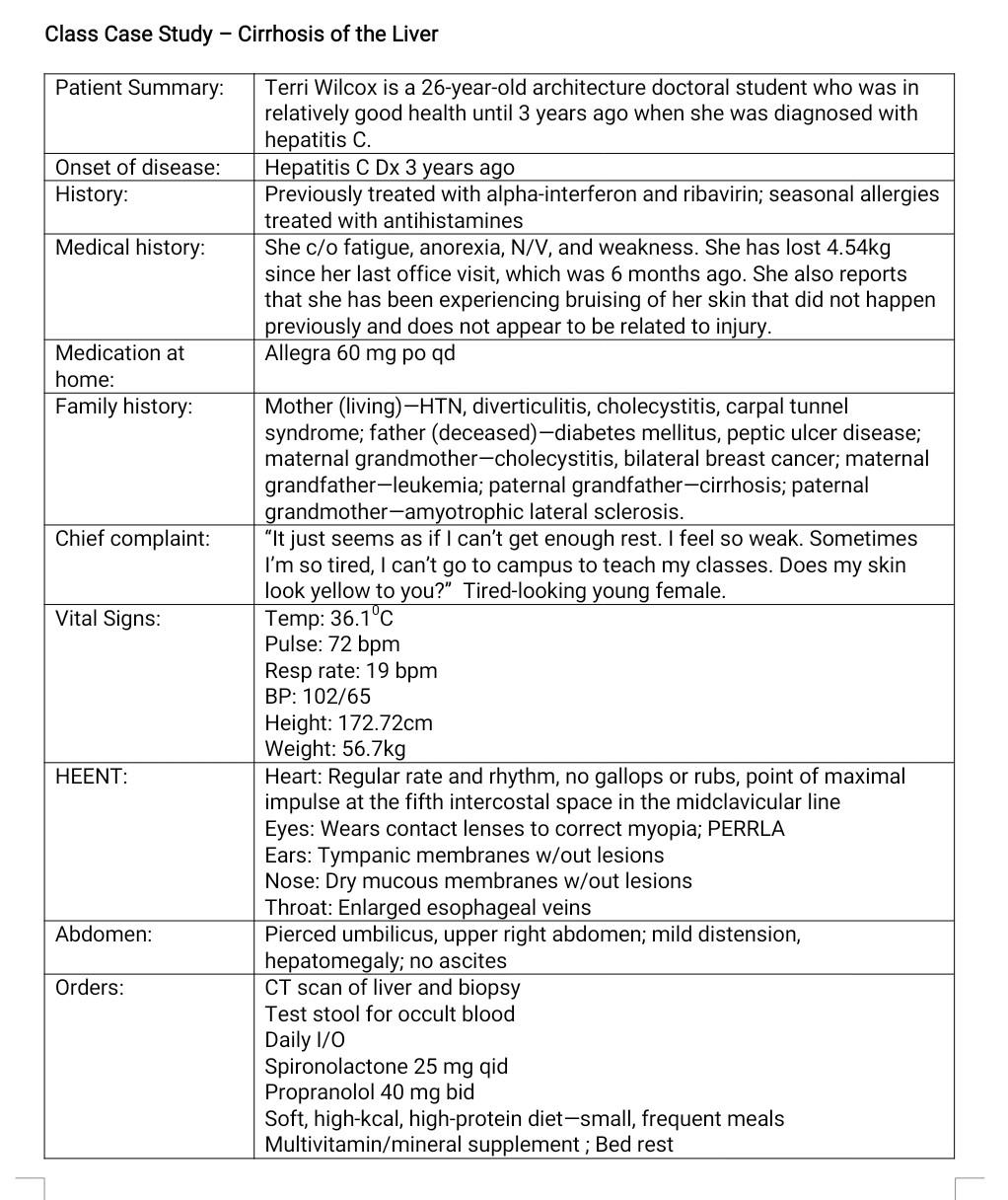 case study cirrhosis of the liver