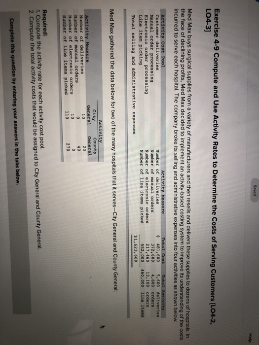 Solved Saved Help Exercise 4-9 Compute And Use Activity | Chegg.com