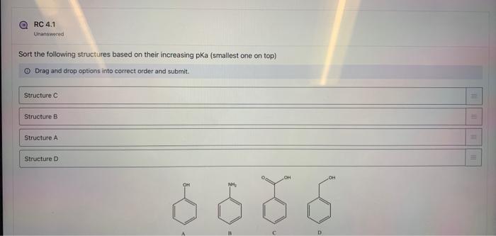 Solved Sort the following structures based on their | Chegg.com