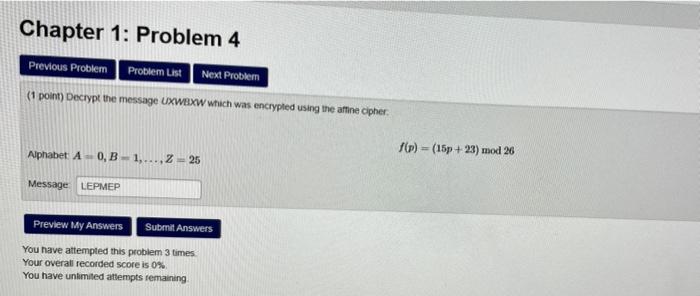 Solved Chapter 1: Problem 4 Previous Problem Problem List | Chegg.com