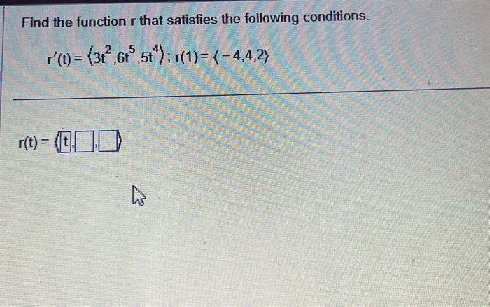 Solved Find the function r that satisfies the following | Chegg.com