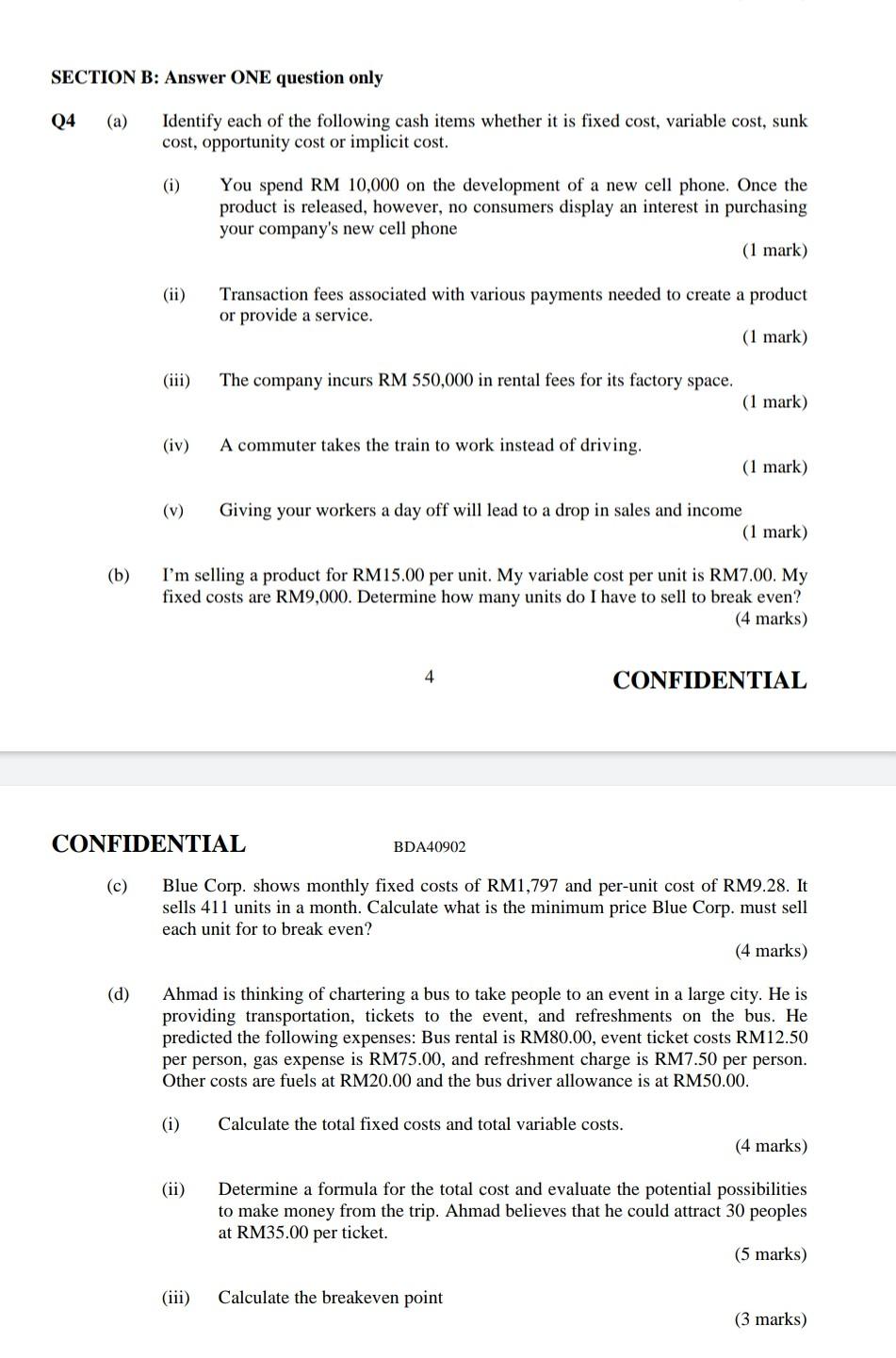 Solved SECTION B: Answer ONE Question Only Q4 (a) Identify | Chegg.com