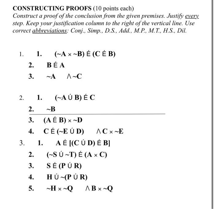 Solved Constructing Proofs 10 Points Each Construct A P Chegg Com